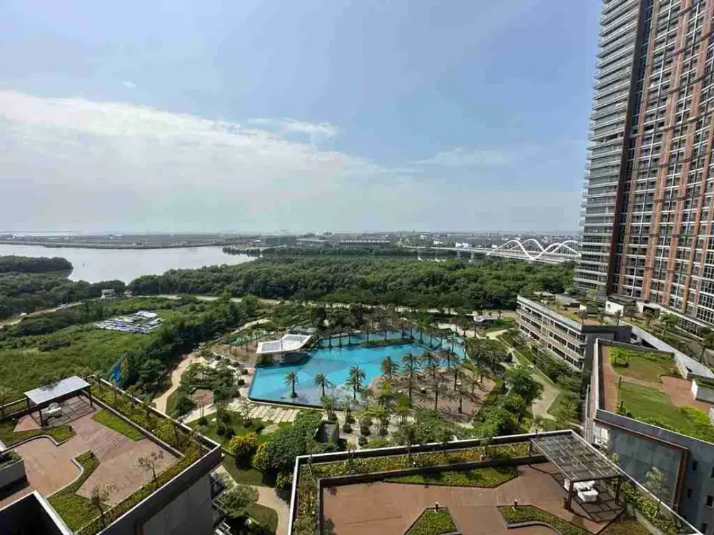 disewakan apartemen gold coast 3+1 luas 113 m2 standart developer view laut