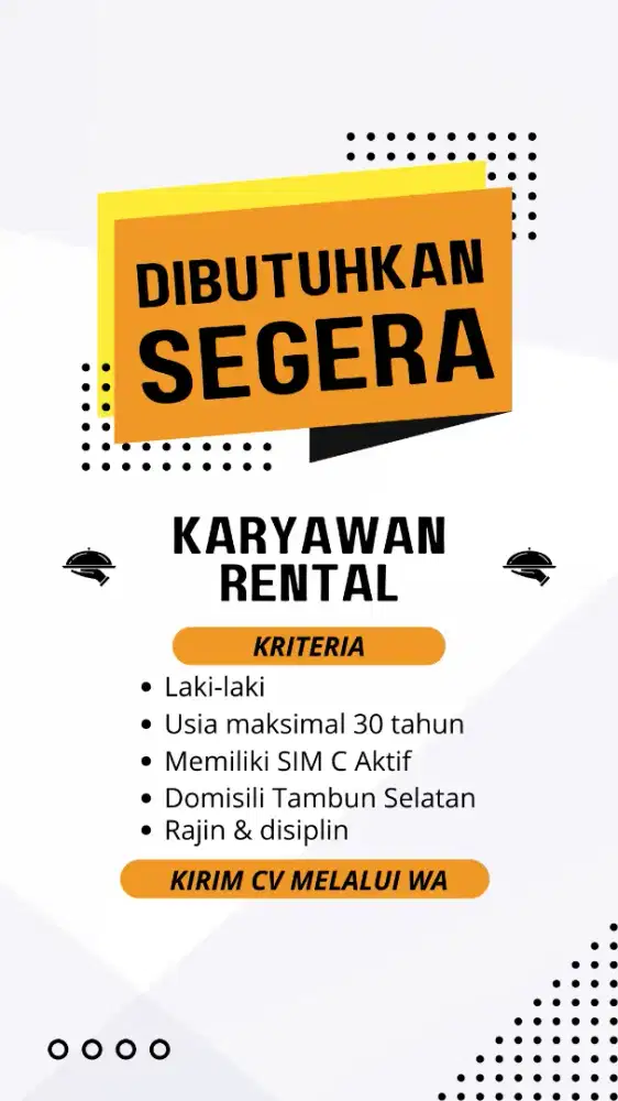 LOWONGAN PEGAWAI RENTAL