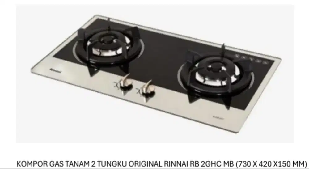 Kompor Gas Tanam Rinnai RB-2GH-C 2 Tungku Schott Glass – Bagus