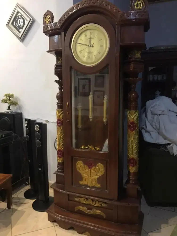 dekorasi jam kayu jati
