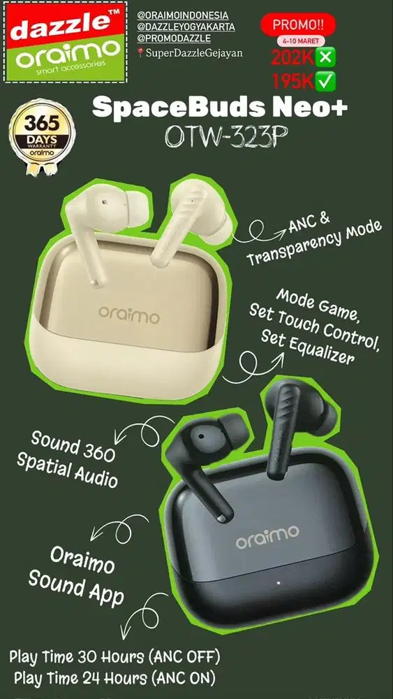 TWS ANC Oraimo Spacebuds Neo+ OTW-323P