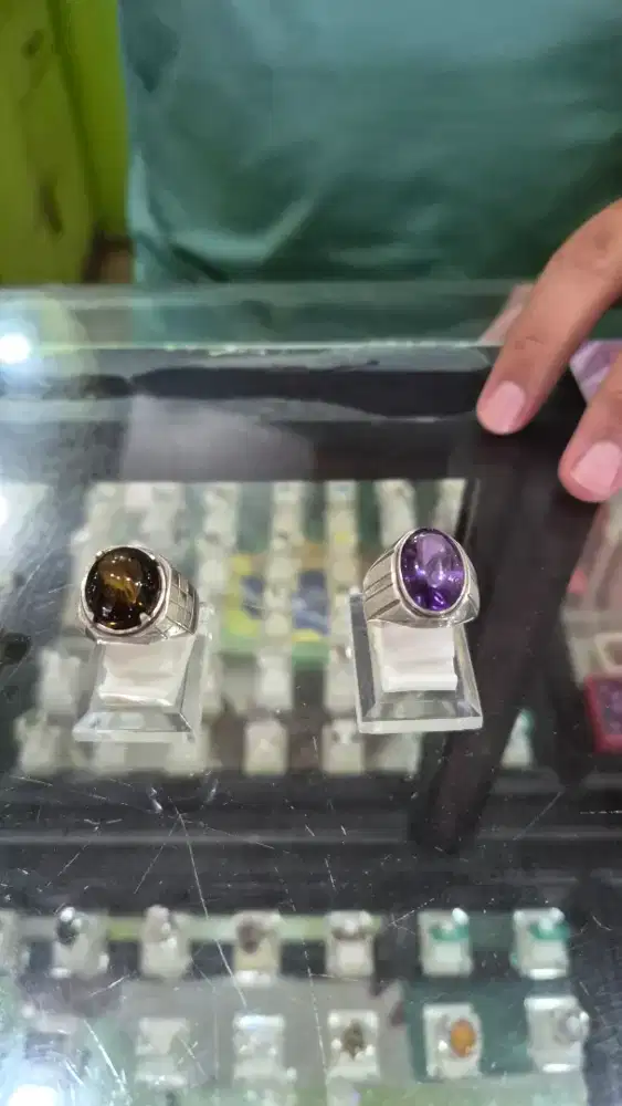 2 unit cincin ikatan perak Amethyst dan citrine kualitas super