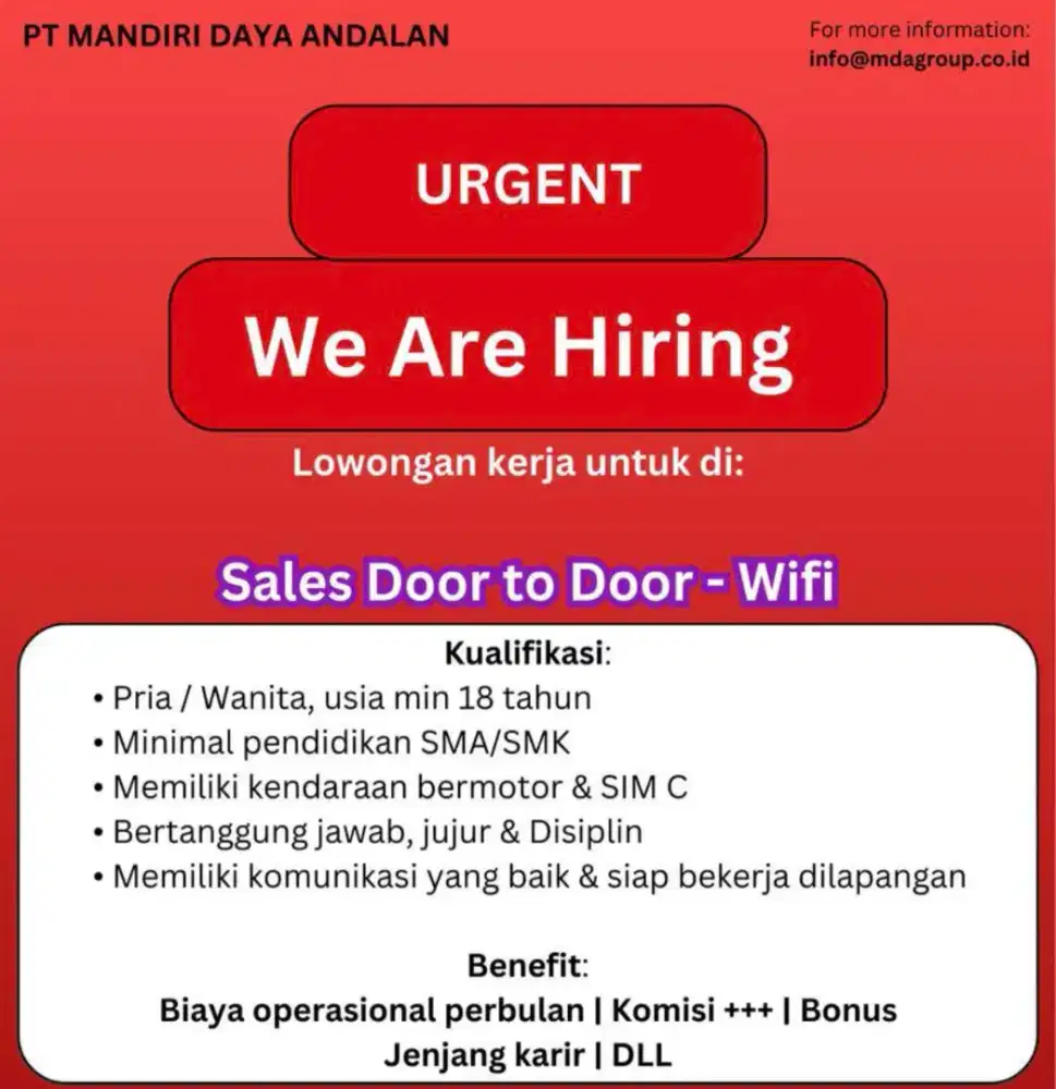 Sales Lapangan internet provider