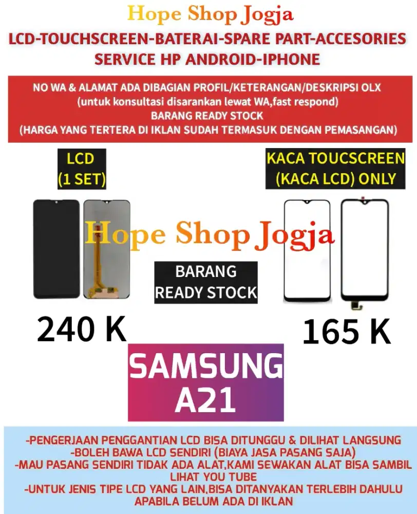 Touchscreen-Baterai-Lcd Samsung A21