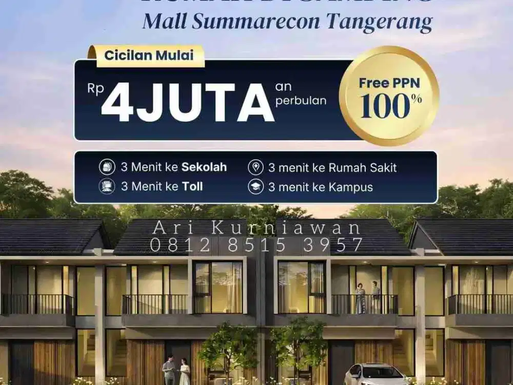 TAX FREE! RONA HOMES RUMAH 2LT SIAP HUNI DES 2026 SAMPING MALL SUMMARECON TANGERANG
