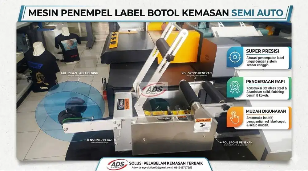 MESIN PENEMPEL LABEL BOTOL KEMASAN DENGAN SISTEM SEMI AUTO