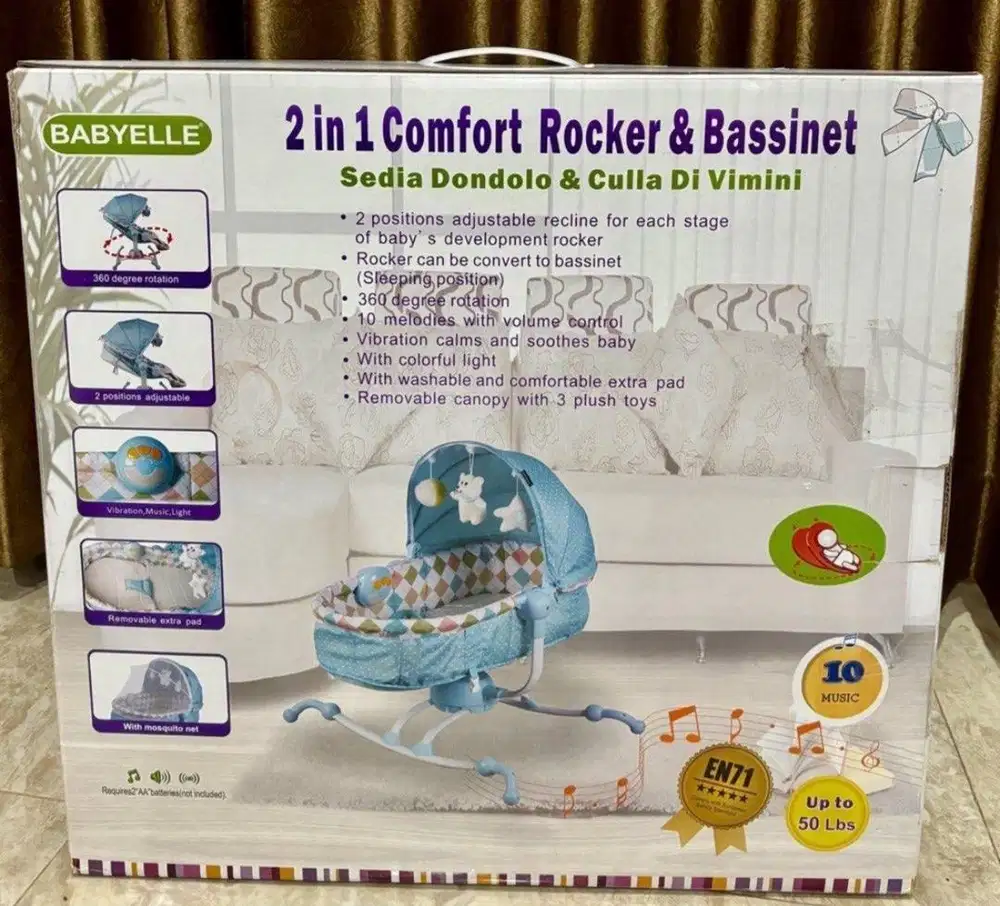 Tempat tidur bayi Babyelle 2 in 1 comfort rocker & bassinet