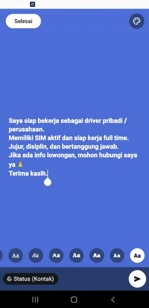 Butuh pekerjaan driver pribadi/perusahaan