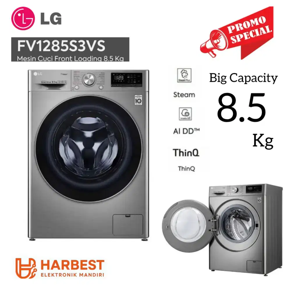 LG Front Loading 8.5 KG INVERTER Steam Smart WiFi ThinQ FV1285S3VS