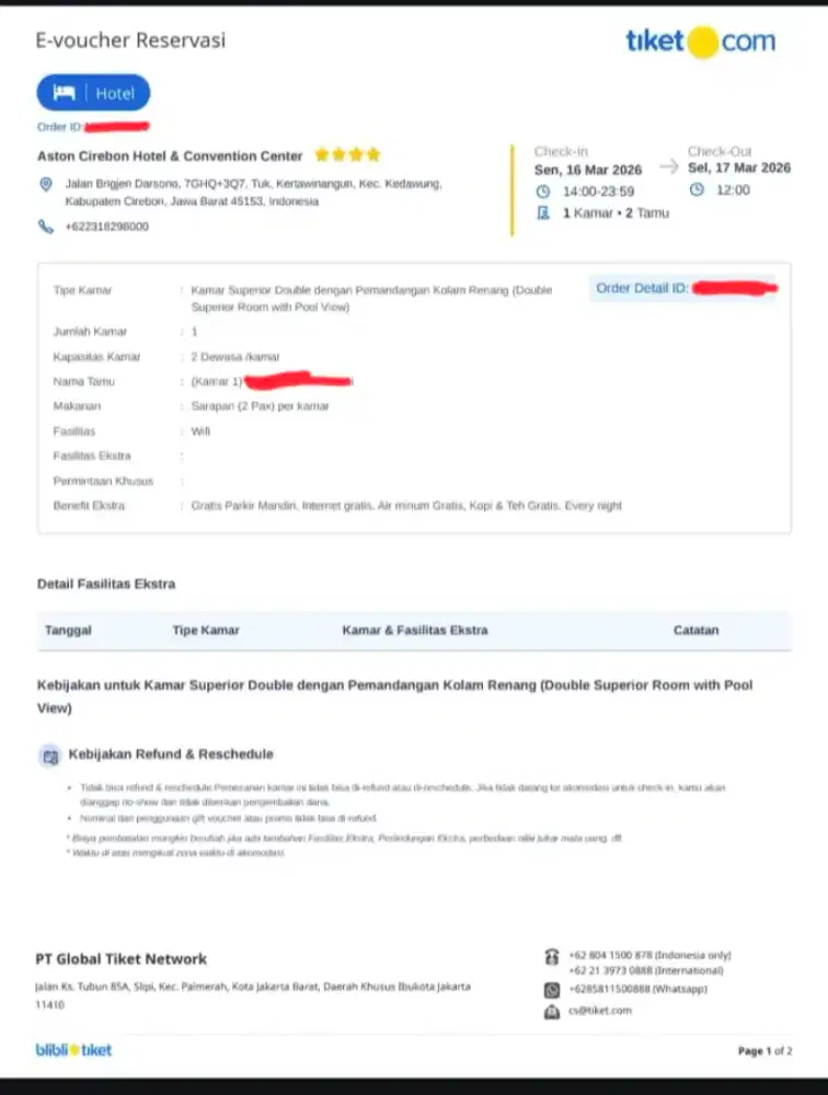 Voucher hotel Aston Cirebon 16 maret 2026