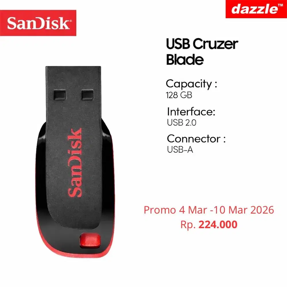Flashdisk Sandisk 128 gb Cruzer Blade