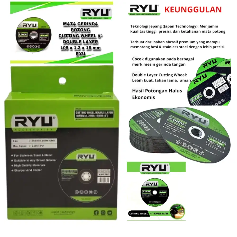 Batu Potong Gerinda / Mata Potong Gerinda RYU Original 1 Pack (20 Pcs)