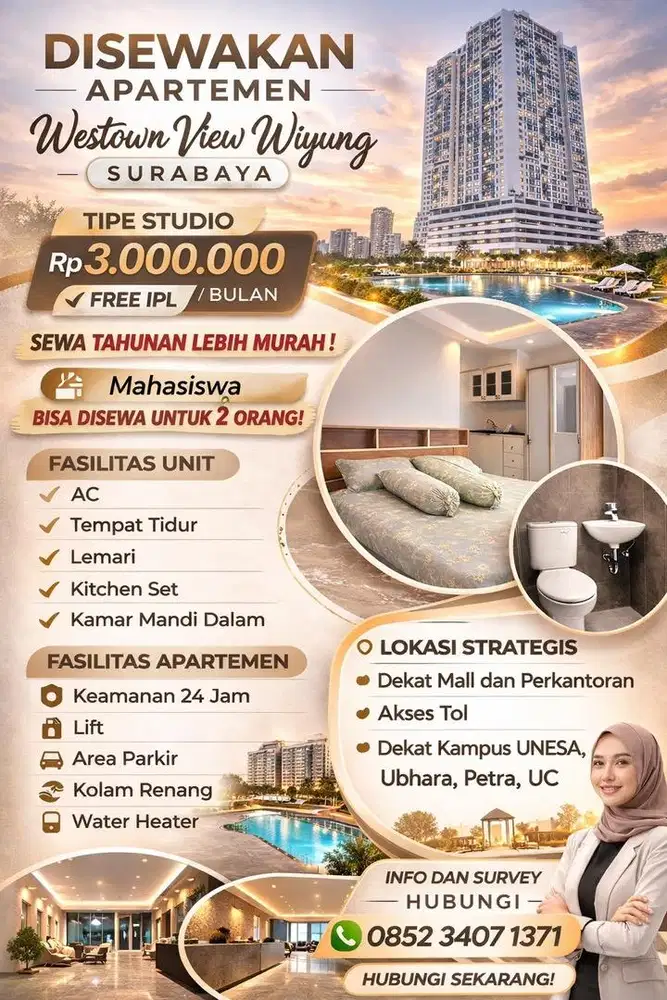 Disewakan Apartemen Nyaman di Surabaya Barat Harga Terjangkau