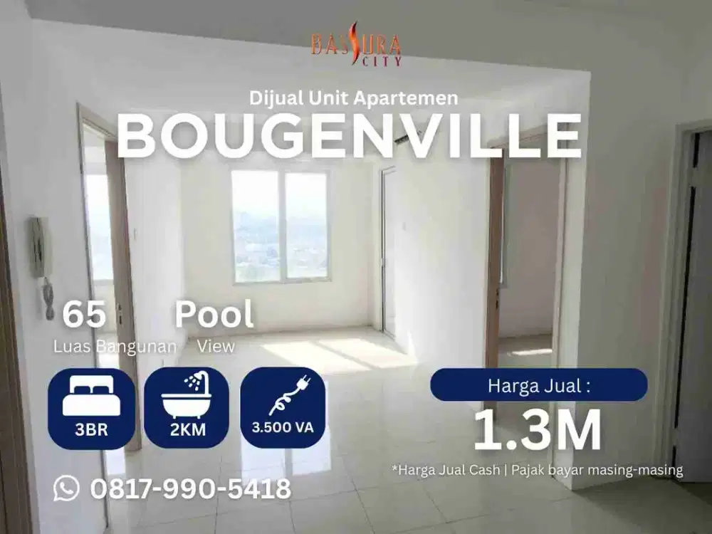 Jual 3BR tower Bougenville apartemen Bassura City akses dari dalam mall