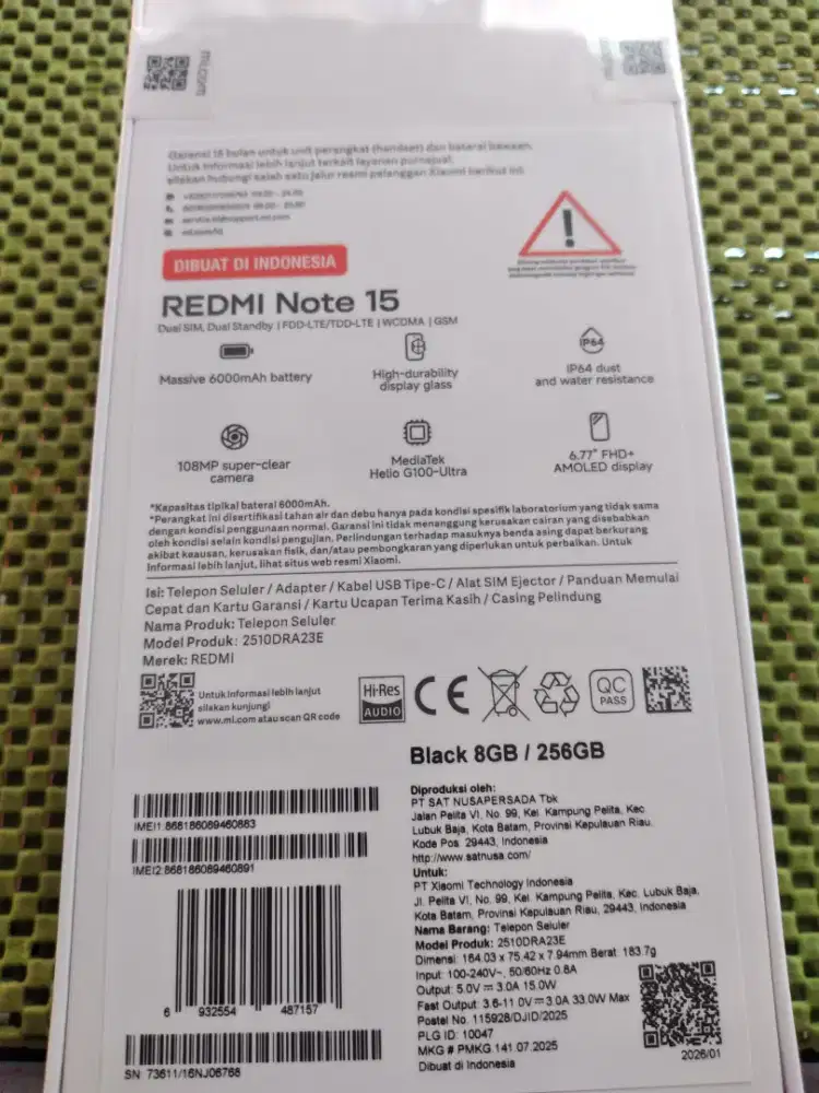 Redmi note 15 baru ram 8 rom 256