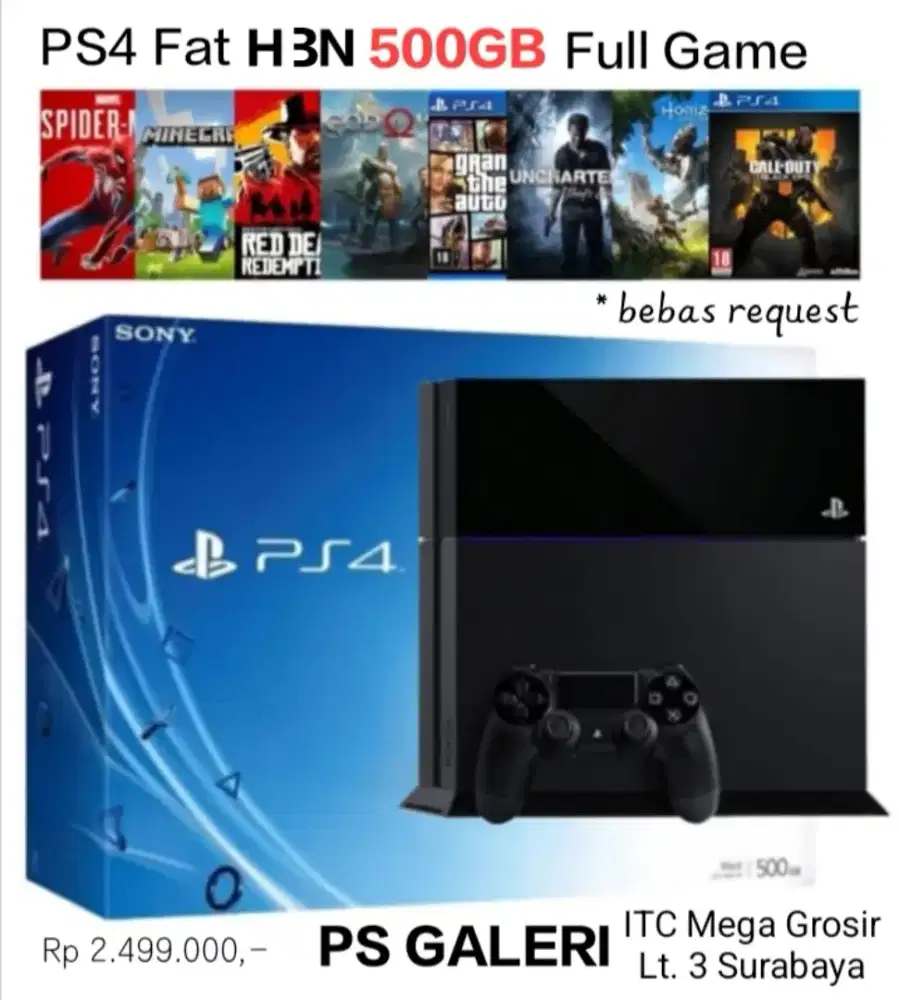 PS4 Fat Hend 500GB Full Game harga 2jt-an