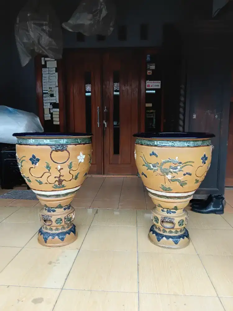 Pot standing pecinaan motif naga phoenix jumbo