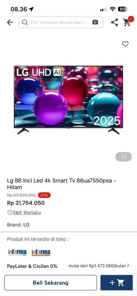 tv LG smart tv 86 inc