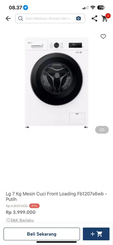 mesin cuci LG fb1207