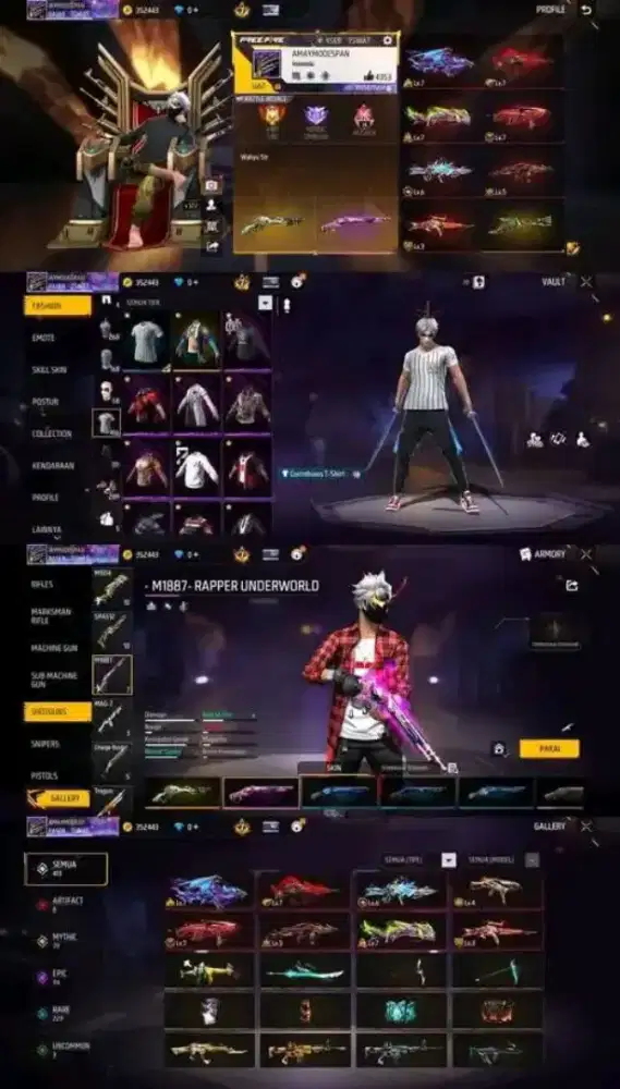 READY STOCK JB GAME AKUN FREE FIRE TERJAMIN TERPERCAYA DAN AMANAH