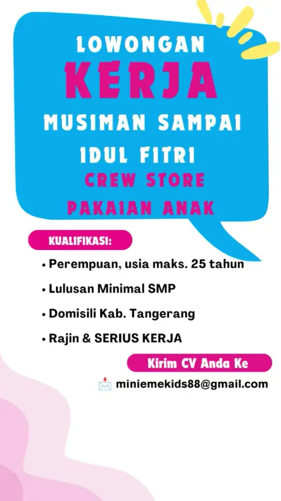 Lowongan kerja pakaian anak musiman