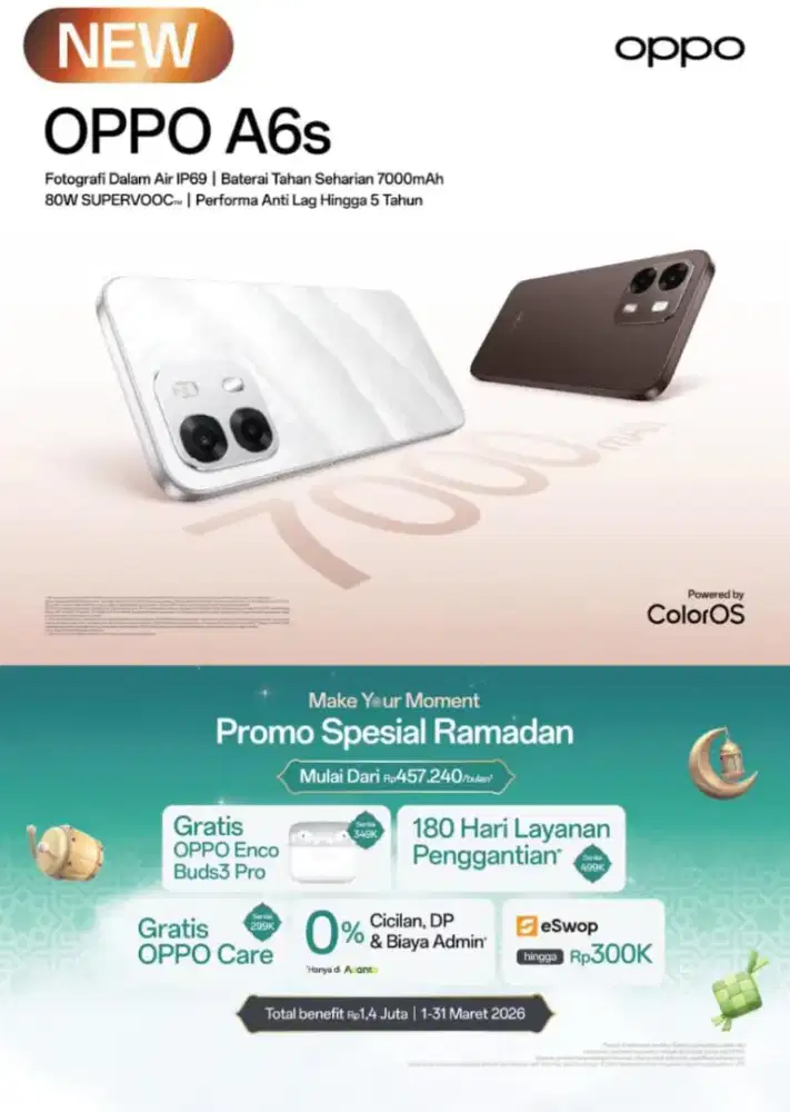BISA CICILAN 0% TANPA DP,  NEW OPPO A6S
