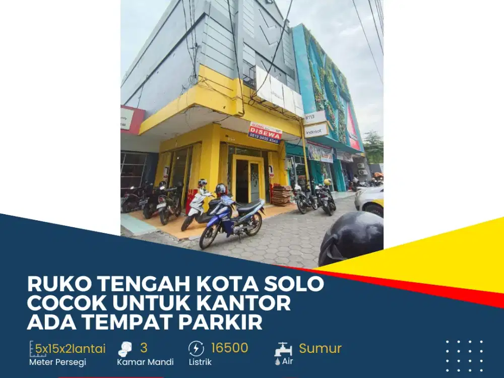 Ruko Strategis Tengah Kota Solo Cocok untuk Kantor Profesional