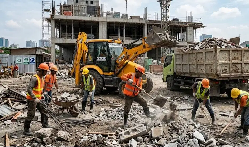 JASA PEMBONGKARAN BANGUNAN & CLEANING AREA KONSTRUKSI