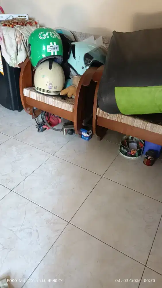 1 set meja kursi kayu jati