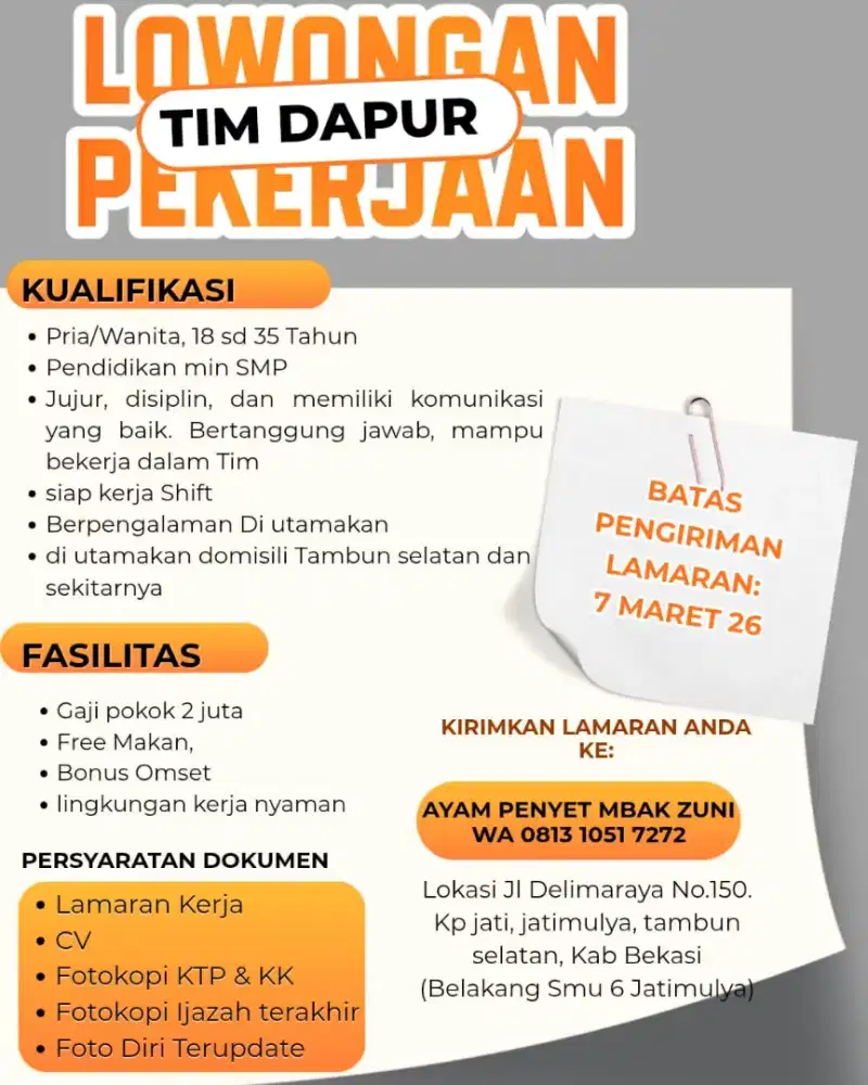 lowongan kerja rumah makan