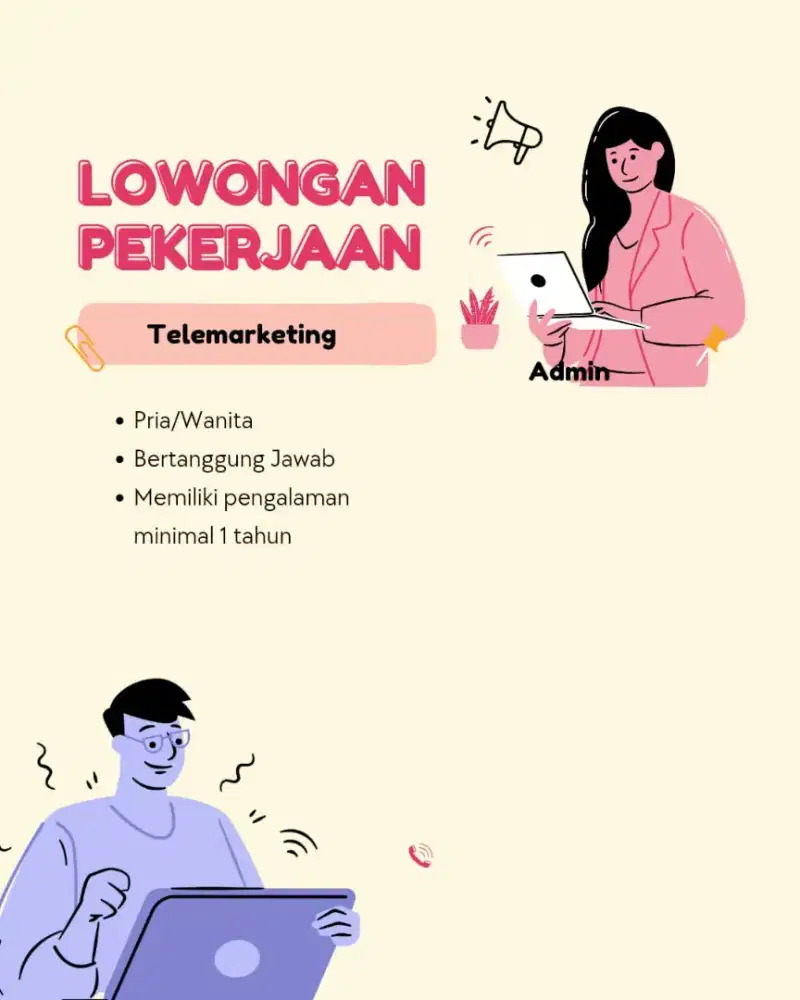 Di butuhkan staff marketing