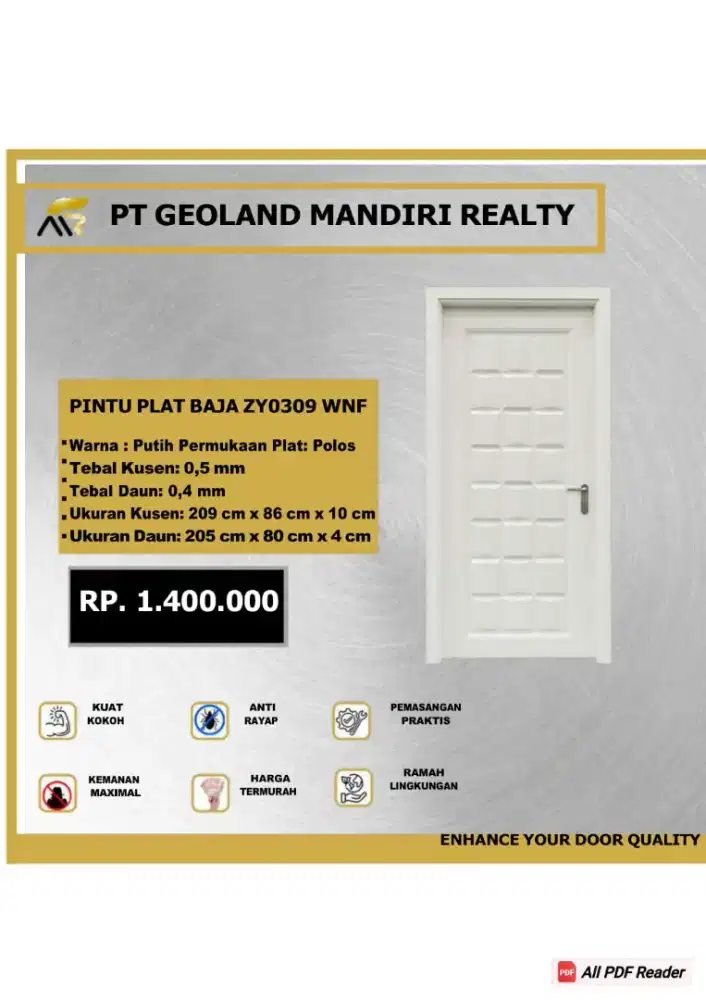 PINTU PLAT BAJA ZY0309 WNF