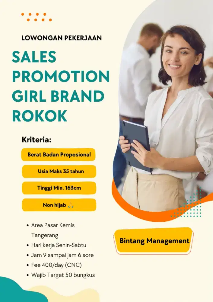 butuh SPG rokok area pasar kemis