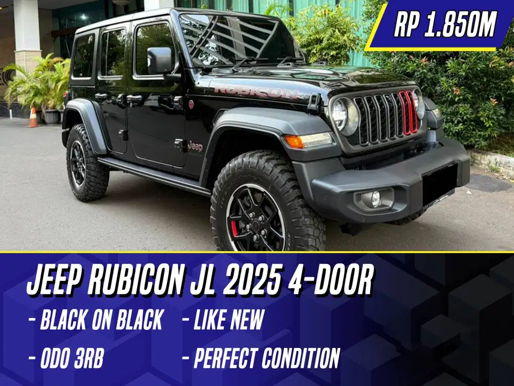 Jeep Rubicon JL 2025 NIK 2024 4 Door Black Hitam