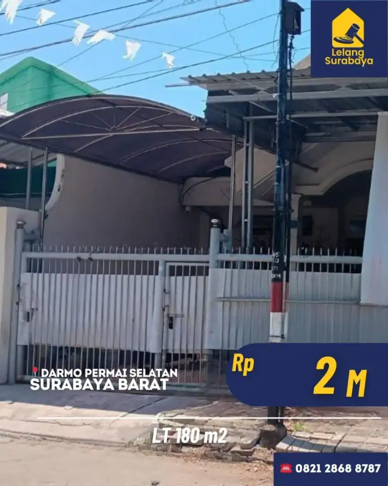 Rumah Lelang Darmo Permai Selatan Surabaya LT 180m² SHM Cash Only