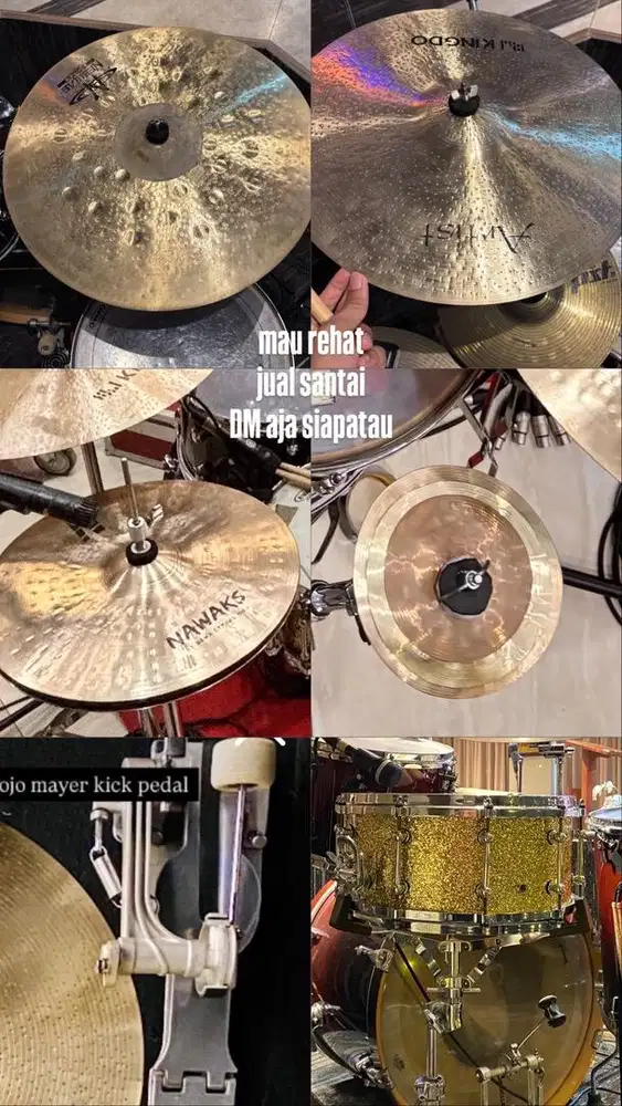 Jual santai (Snare, cymbal, tas drum, pedal)
