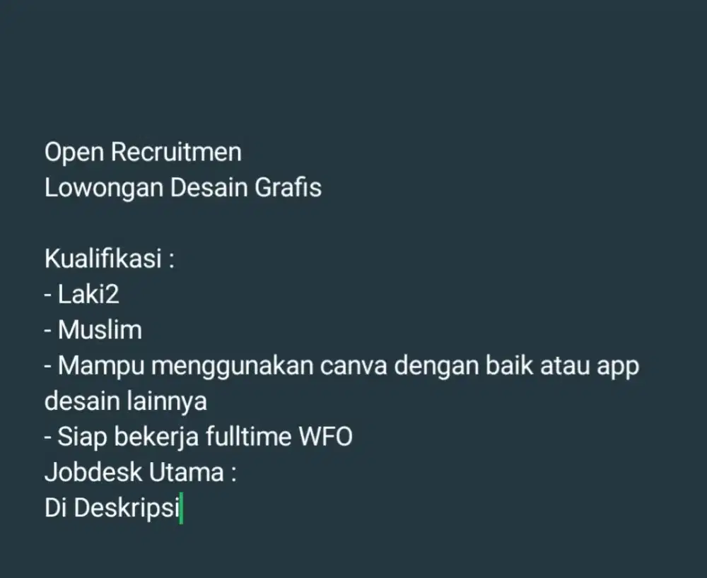 Open Recruitmen
Lowongan Desain Grafis Rawalumbu Jembatan 6