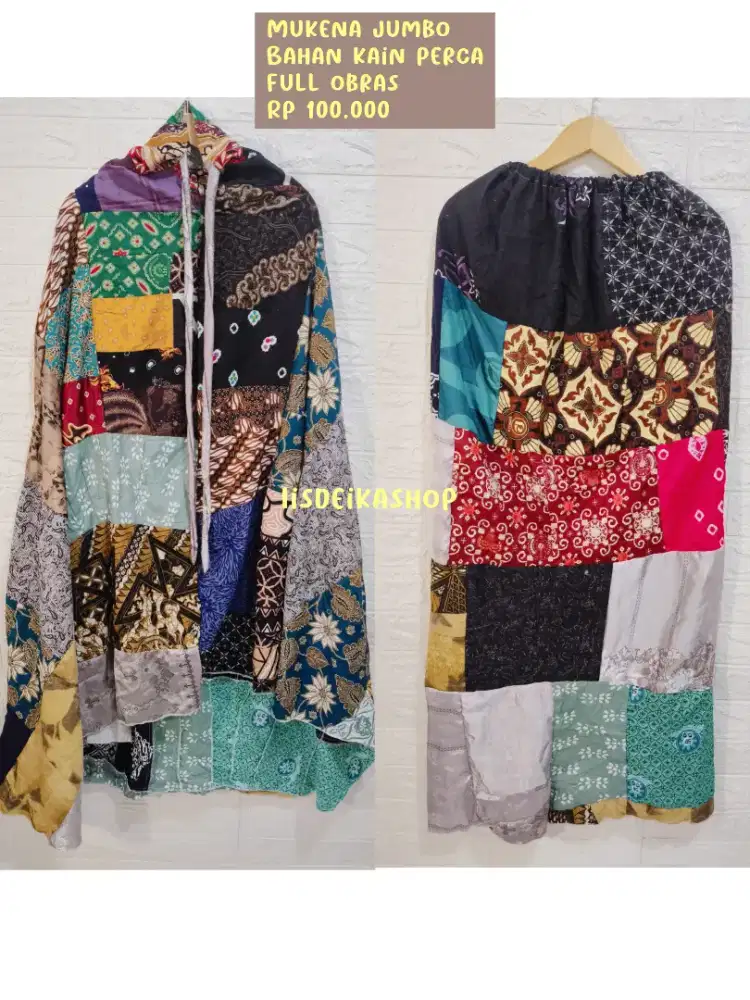 MUKENA DEWASA BAHAN KAIN PERCA FULL OBRAS