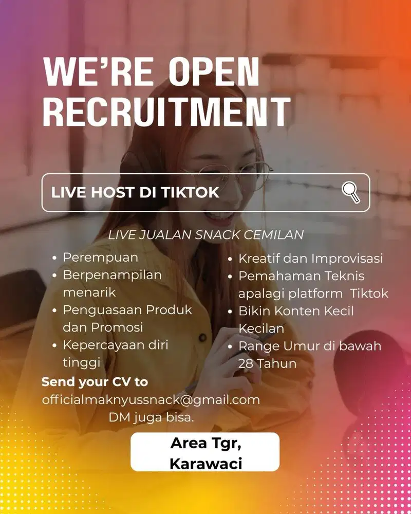 LOWONGAN UNTUK TIKTOK HOST LIVE