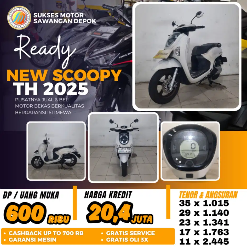 SCOOPY STYLISH TH 2025 PUTIH MULUS BISA KREDIT BERGARANSI SUKSES MOTOR