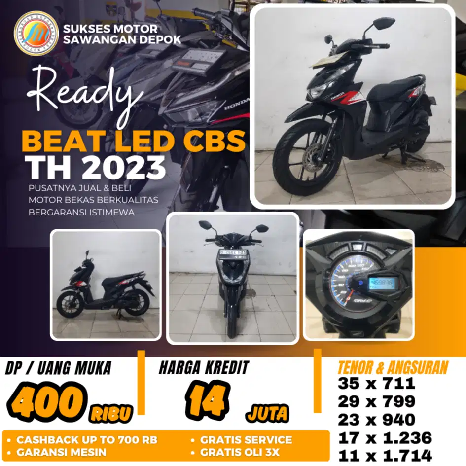 BEAT LED 2023 CBS UNIT MULUS BISA KREDIT DP 400 RIBU DI SUKSES MOTOR