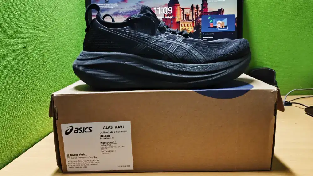 SEPATU RUNNING ASICS GEL NIMBUS 27 BLACK ORIGINAL