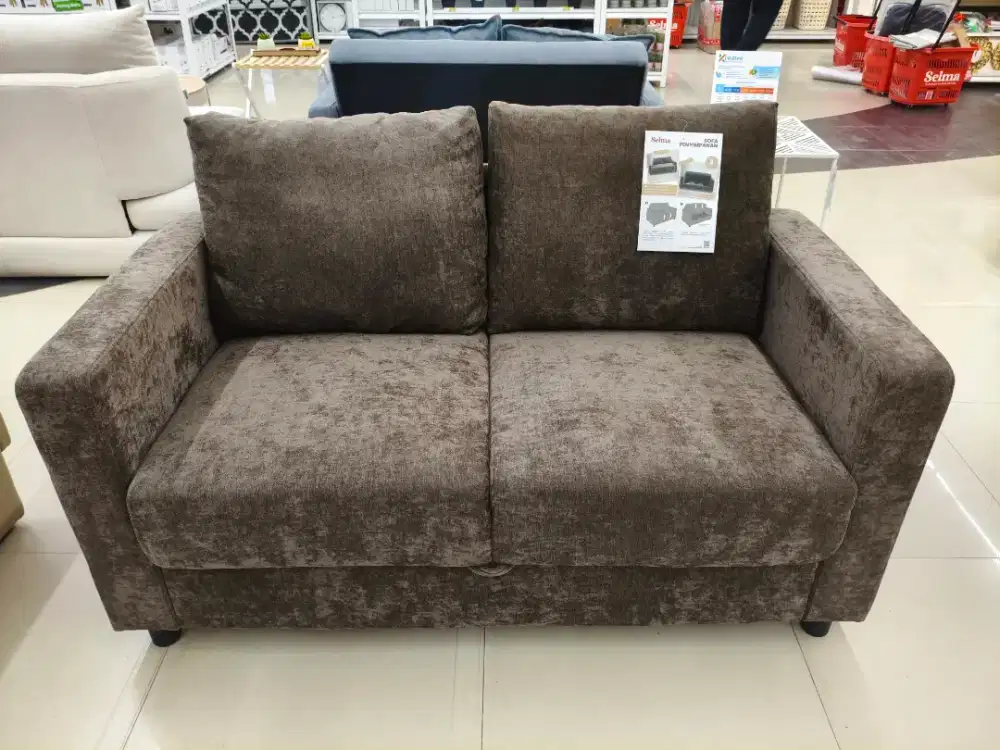 Tadeo Sofa 2 Seater dengan Penyimpanan – Fabric Cokelat