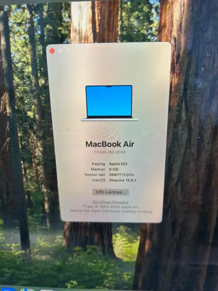 Macbook Air M3 8/512gb iBox 13inc Fullset Mulus. CC 67.
Hb masih 100%.