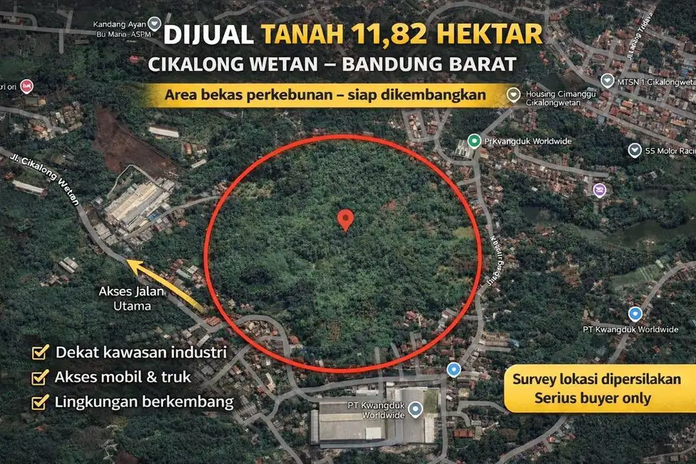 TANAH 11.82 HEKTAR STRATEGIS - CIKALONG WETAN BANDUNG BARAT