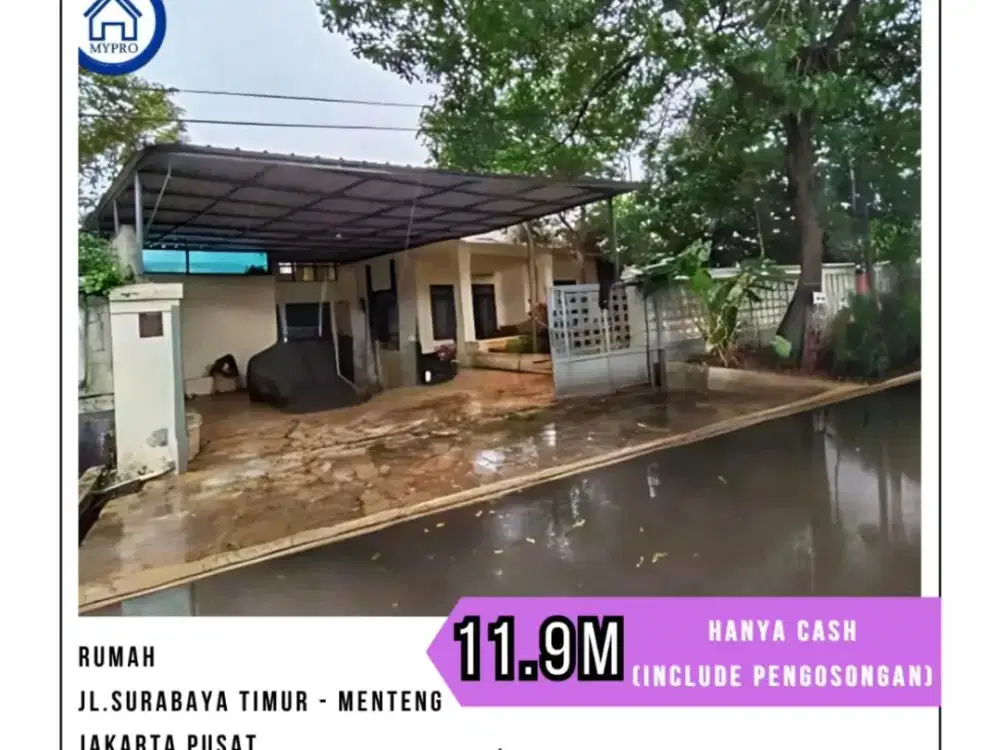 MURAH RUMAH JL. SURABAYA TIMUR - MENTENG UKR 364 M2 HANYA CASH (SDH INCLUDE PENGOSONGAN)