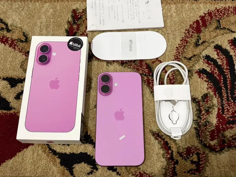 iPhone 16 128Gb Pink iBox Blibli Fullset Original Mulus Like New