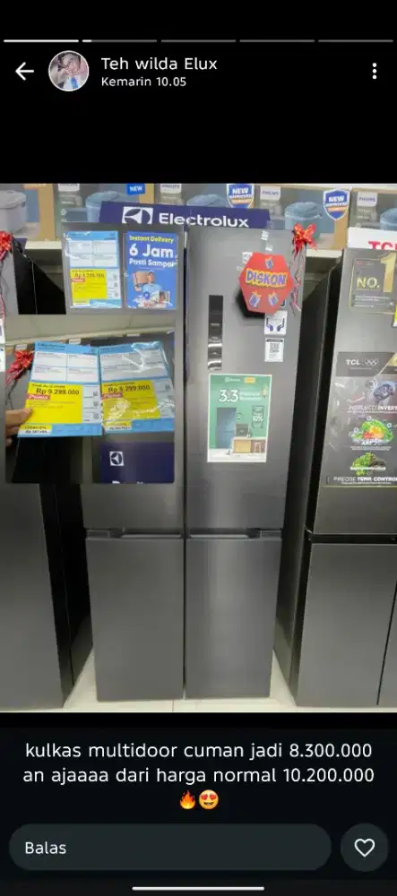 Kulkas elektrolux 419 liter cash dan kredit