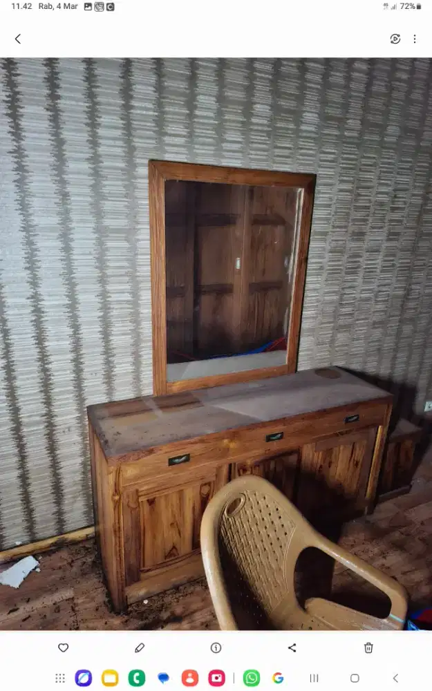 Meja Rias + Kursi Kayu Jati, Bekas