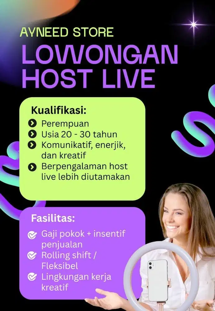 DIBUTUHKAN HOST LIVE STREAMING